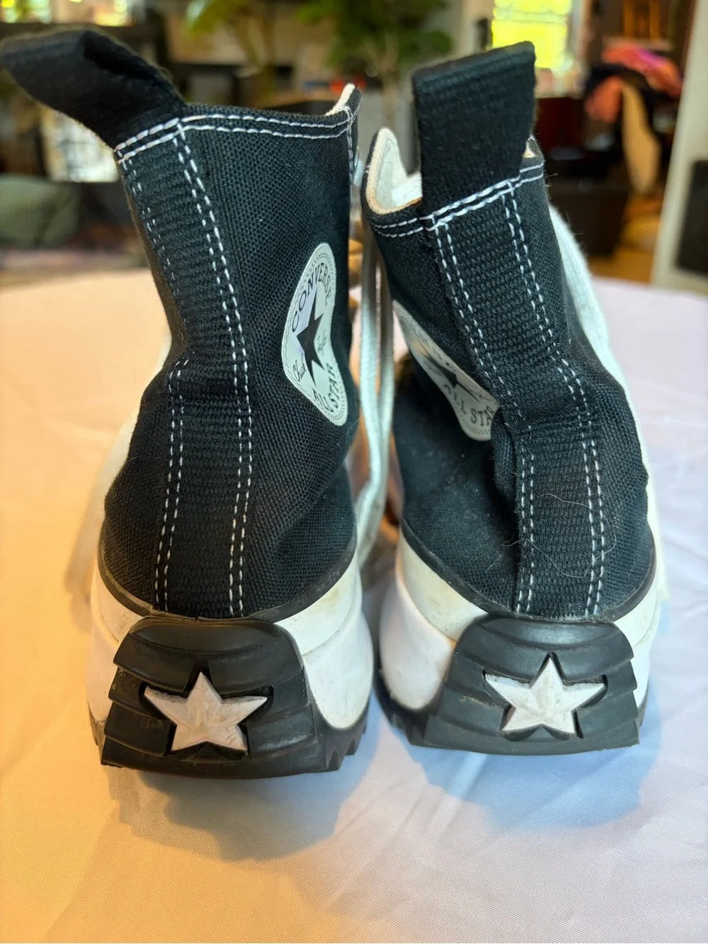 Converse Black and Cream Platform High-Top Sneakers
